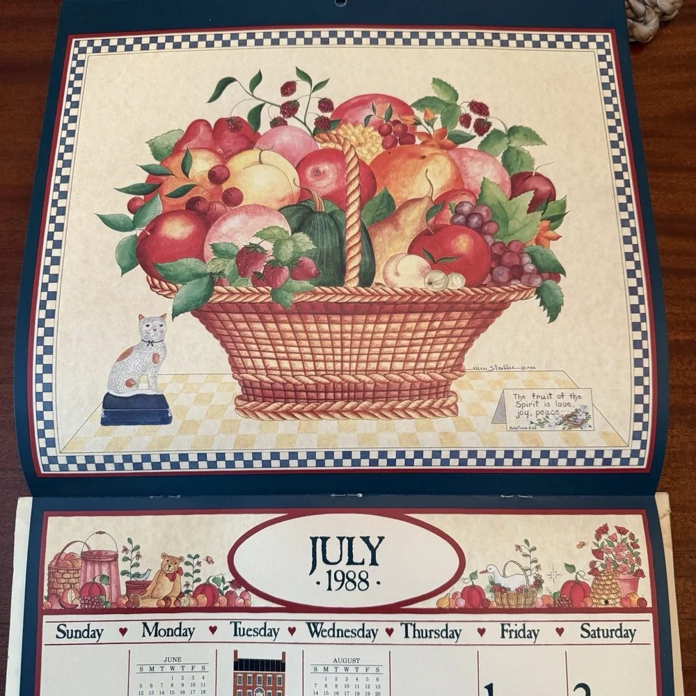 1988 Country Sampler Calendar ‎ – 12x12 – Folk Art Cottagecore Grannycore